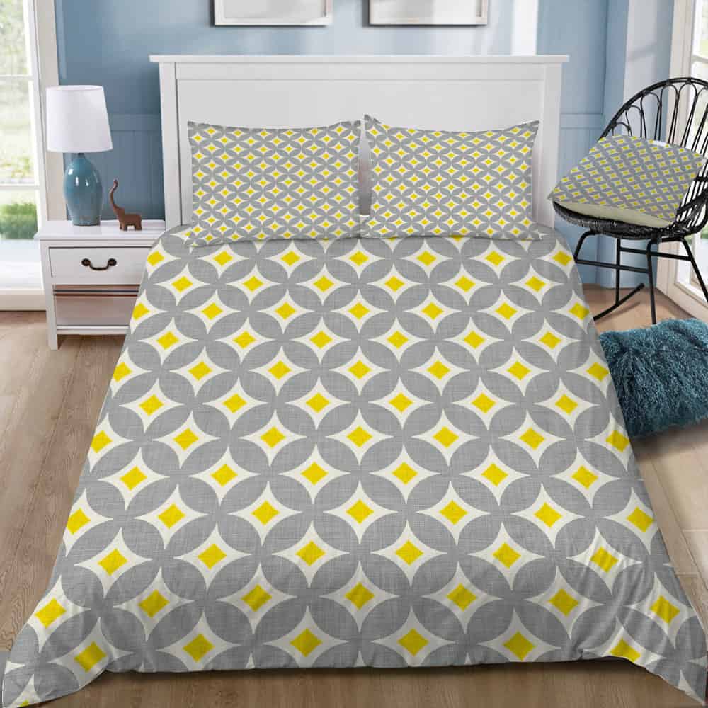 Diamond Circles Yellow Bedding Set