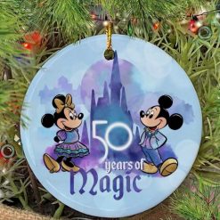 Disney 50th Anniversary Mickey Minnie Christmas 2021 Ceramic Ornament