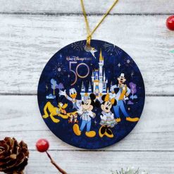 Disney World 50th Anniversary Castle Minnie Snowflake Christmas Ceramic Ornament