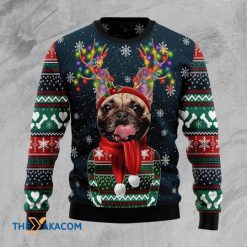 Dog Lover With Adorable Cool French Bulldog 3D Christmas Sweater