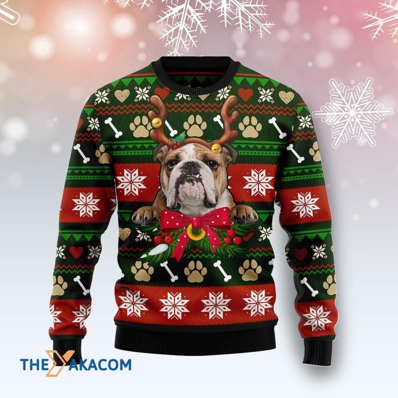 Dog Lovers Bulldog Funny 3D Sweater Christmas
