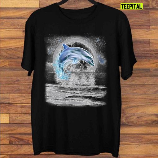 Dolphin Dancing In Moonlight Unisex T-Shirt