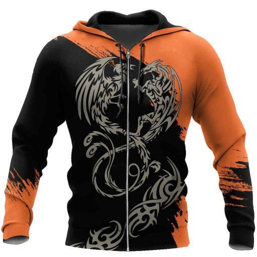 Dragon And Phoenix All Over Print Unisex Zip up Hoodie