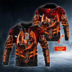 Dragon Fire Skull Personalized All Over Printed US Unisex Size Hoodies