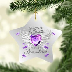 Dragonfly As Long As I Breathe You’ll Be Remembered Christmas Ceramic Ornament