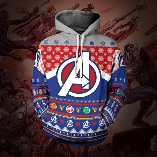 Earth’s Mightiest Heroes Christmas Unisex All Over Print Hoodie