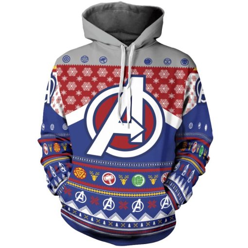 Earth’s Mightiest Heroes Christmas Unisex All Over Print Hoodie