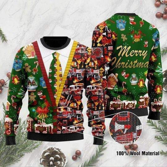 Firefighter Christmas All Over Printed Sweater