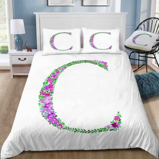 Floral Monogram Letter C Bedding Set