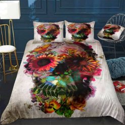 Flower Head Skull Bedding Set