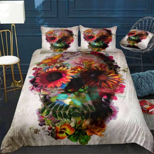 Flower Head Skull Bedding Set