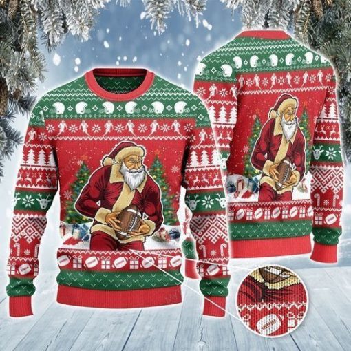 Football Lovers Santa Claus Awesome Christmas 3D Sweater