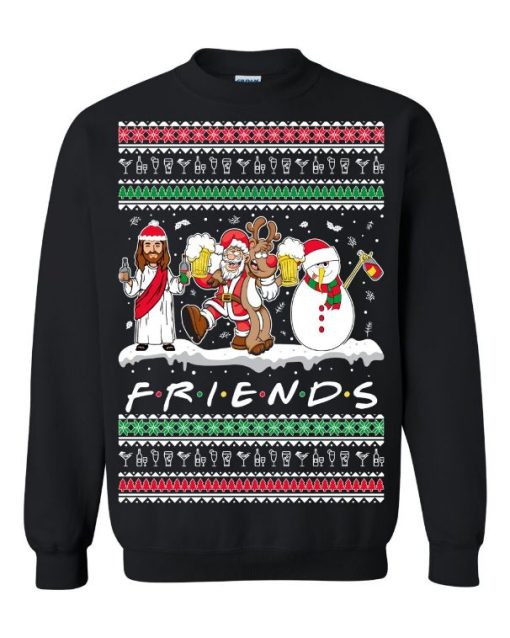 Friends Jesus, Snowman, Drunk Friend Christmas Sweater