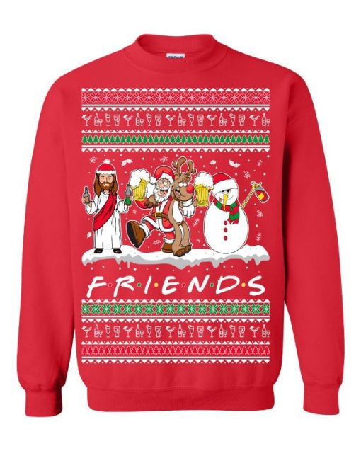 Friends Jesus, Snowman, Drunk Friend Christmas Sweater