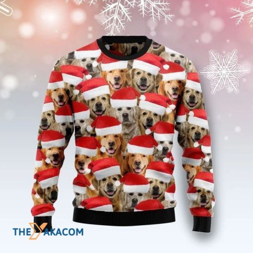 Funny Golden Retriever Dog Family All Over Printed Sweater