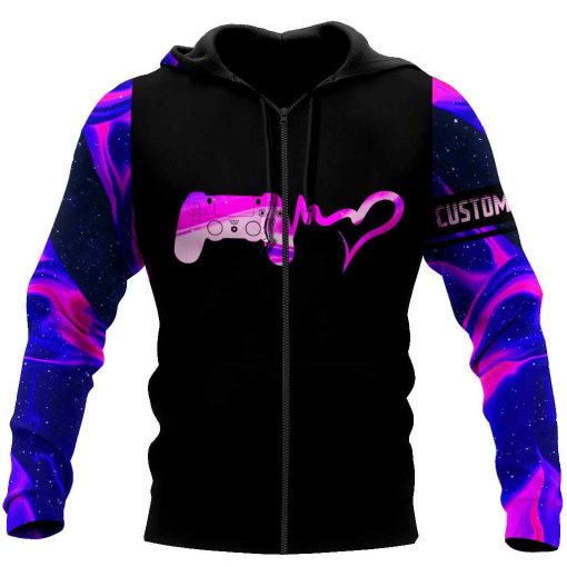 Gamer I’m a gamer girl Personalized Name All Over Print Unisex Zip up Hoodie