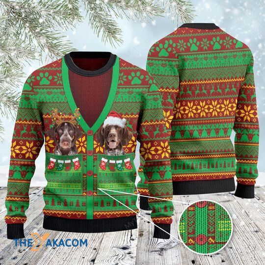 German Shorthaired Pointer Cardigan Costume Xmas 3D Sweater