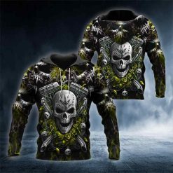 Ghost Motor Rose Green Skull All Over Printed US Hoodie