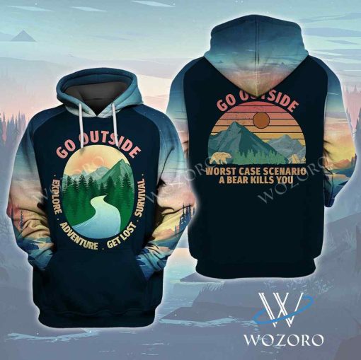 Go Outside Explore Adventure Mountain Camping Hoodie