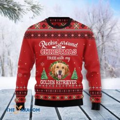 Golden Retriever Rocking Red Sweater 3D Christmas