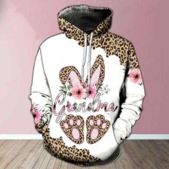 Grandma Bunny Leopard All Over Printed Unisex Hoodie