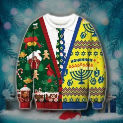 Green And Yellow Hanuhhah 3D Christmas Sweater