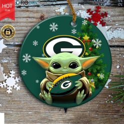 Green Bay Packers Baby Yoda Christmas Ceramic Ornament