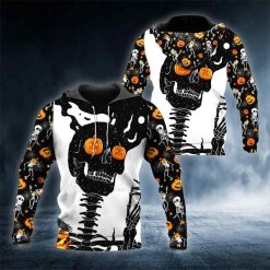 Halloween Head Skull All Over Printed US Unisex Size Hoodie