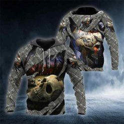 Head Ghost Inside Skull All Over Printed US Unisex Size Hoodie