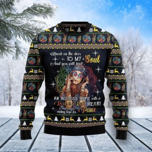 Hippie Girl Never Ending Hope For Peace Gift For Party Ugly 3D Christmas Sweater