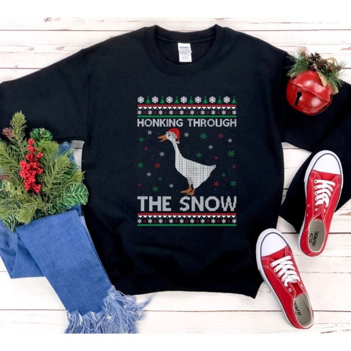 Honking Through The Snow Funny Christmas Sweatshirt