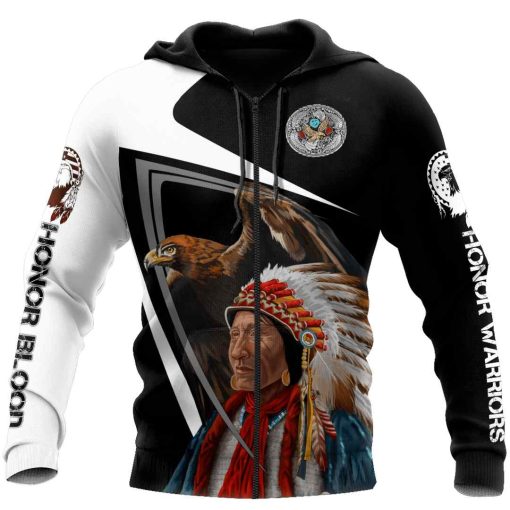 Honor Blood – Native American All Over Print US Unisex Size Zip up Hoodie