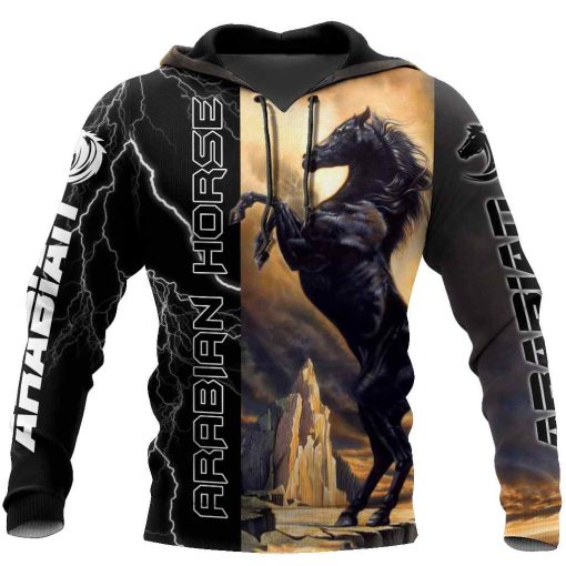 Horse Gifts Black Stallion Arabian Horse All Over Printed US Unisex Size Hoodie