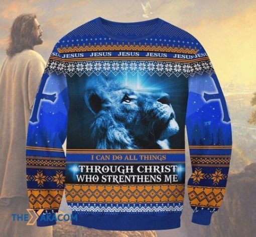 I Can Do All Things Through Christ Lion Jesus Special 3D Christmas Sweater