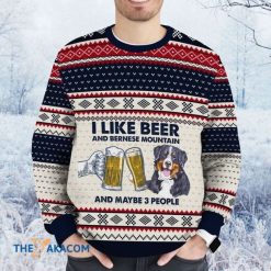 I Like Beer And Bernese Mountain And Maybe Three People 3D Christmas Sweater