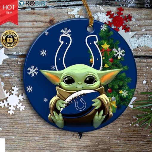 Indianapolis Colts Baby Yoda Christmas Ceramic Ornament