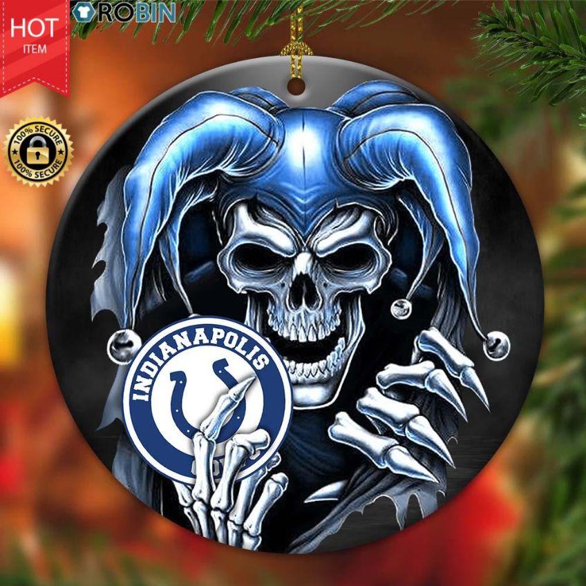 Indianapolis Colts Nfl Skull Joker Christmas Ceramic Ornament