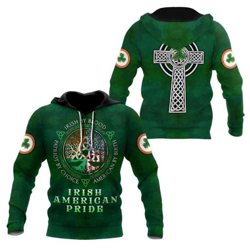 Irish American Pride Saint Patrick’s Day All Over Printed Hoodie For Men And Women TN