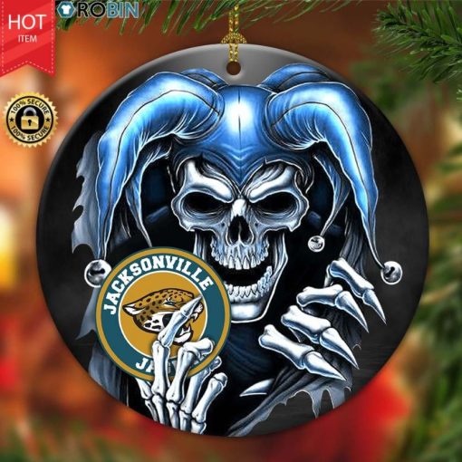 Jacksonville Jaguars Nfl Skull Joker Christmas Ceramic Ornament
