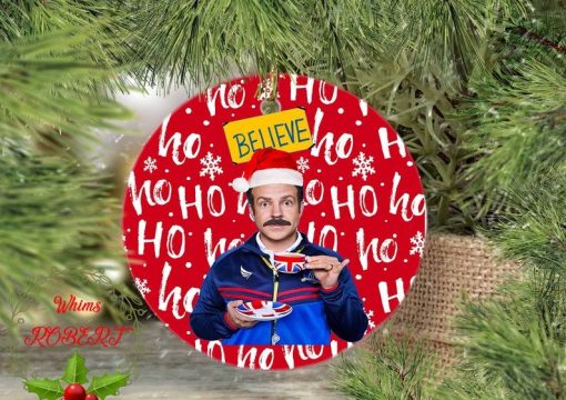 Jason Sudeikis Ted Lasso Believe Ho Ho Ho Christmas Ceramic Ornament