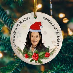 Kamala Harris Tis The Season To Be Jolly La La Ative Christmas Ceramic Ornament