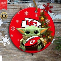 Kansas City Chiefs Baby Yoda Christmas Ceramic Ornament