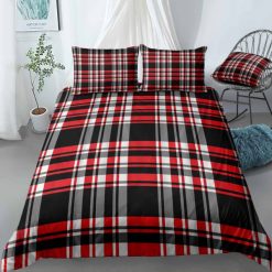 Lattice Red Black Bedding Set