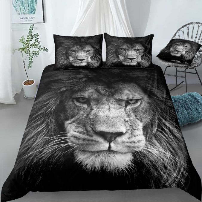 Lion Black Bedding Set