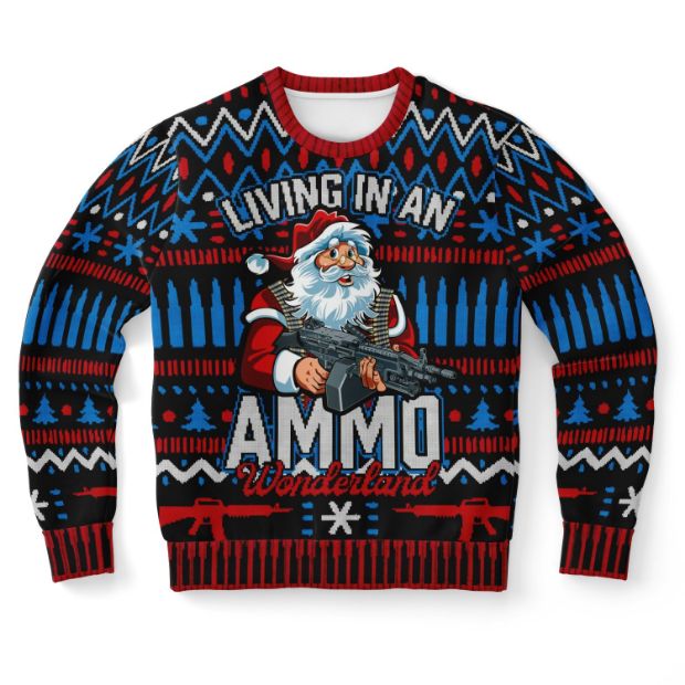 Living in an Ammo Wonderland Ugly Christmas Wool Knitted Sweater