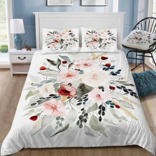 Loose Watercolor Bouquet Bedding Set