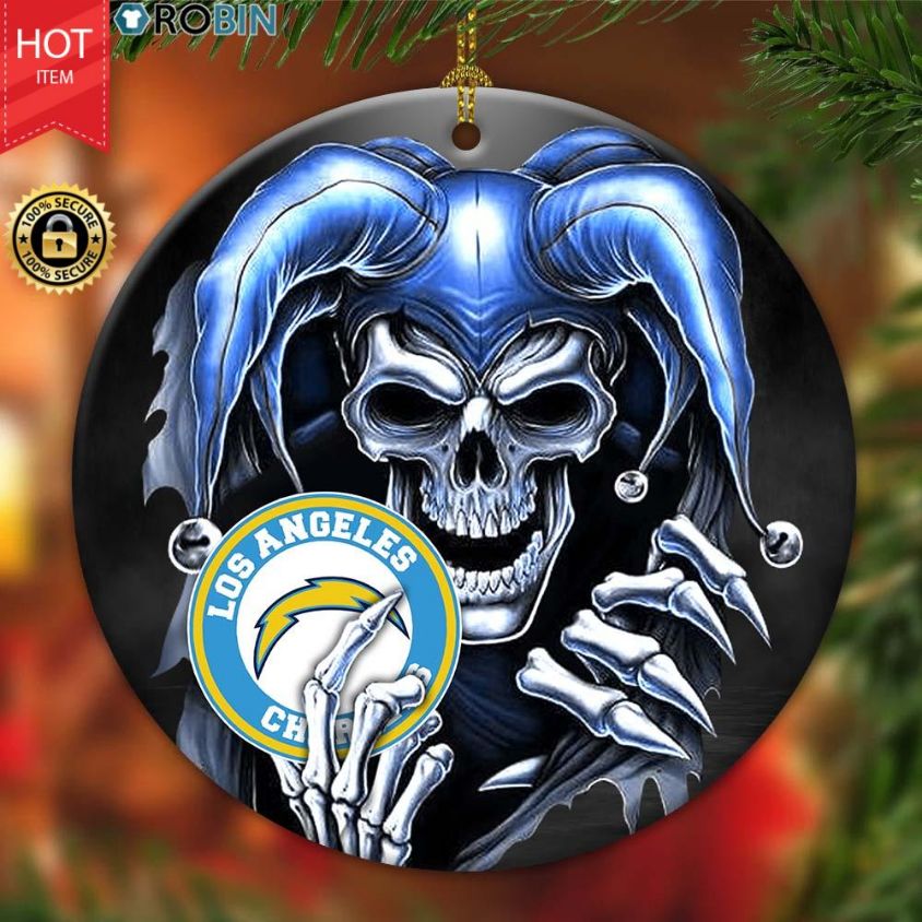 Los Angeles Chargers Nfl Skull Joker Christmas Ceramic Ornament