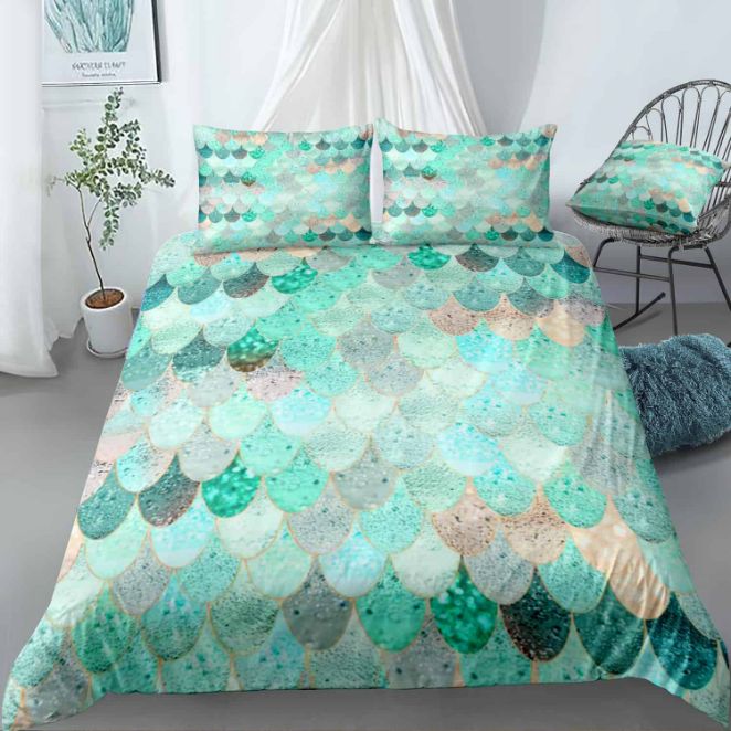 Mermaid Scales Summer Dream Colorful Trendy Bedding Set