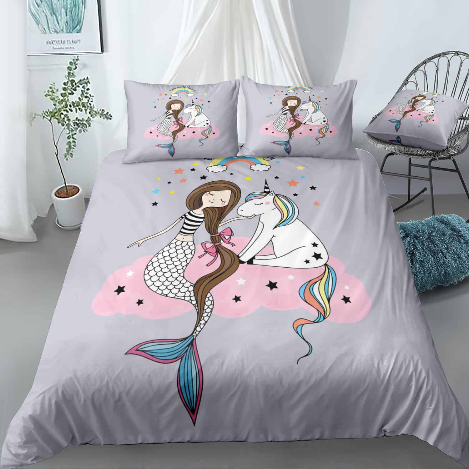 Mermaid Unicorn Funny Design Bedding Set
