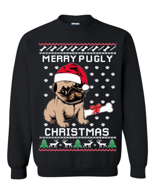 Merry Pugly Pug Dog Christmas Ugly Christmas Sweater